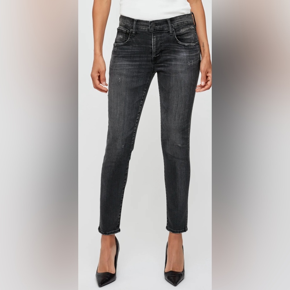 Moussy Vintage Black Skinny Jeans Distressed Stretch SZ 30